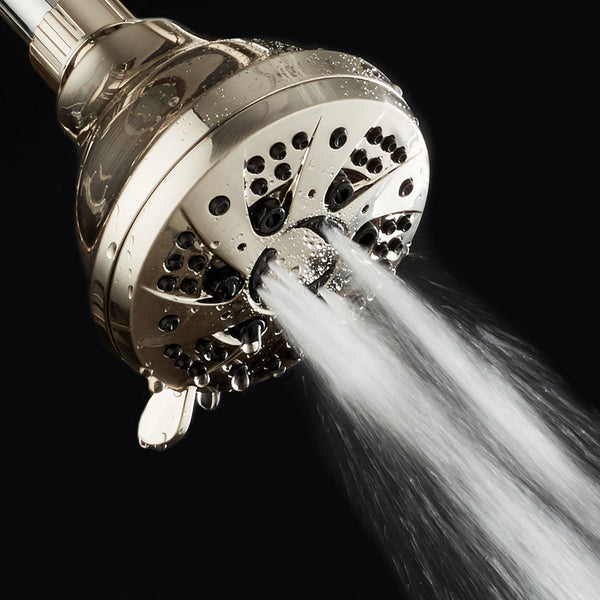 AquaDance® HL7805BN Brushed Nickel High Pressure 6-Setting Spiral Shower Head – Angle Adjustable, Anti-Clog Showerhead Jets, Tool-Free Installation – USA Standard Certified – Top U.S. Brand