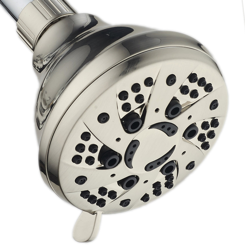 AquaDance® HL7805BN Brushed Nickel High Pressure 6-Setting Spiral Shower Head – Angle Adjustable, Anti-Clog Showerhead Jets, Tool-Free Installation – USA Standard Certified – Top U.S. Brand