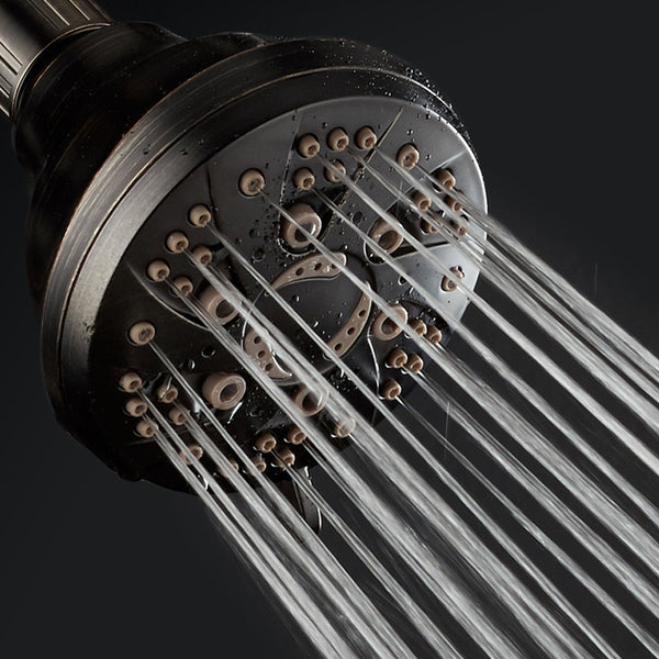 AquaDance® HL7805ORB Oil Rubbed Bronze High Pressure 6-Setting Spiral Shower Head – Angle Adjustable, Anti-Clog Showerhead Jets, Tool-Free Installation – USA Standard Certified – Top US Brand