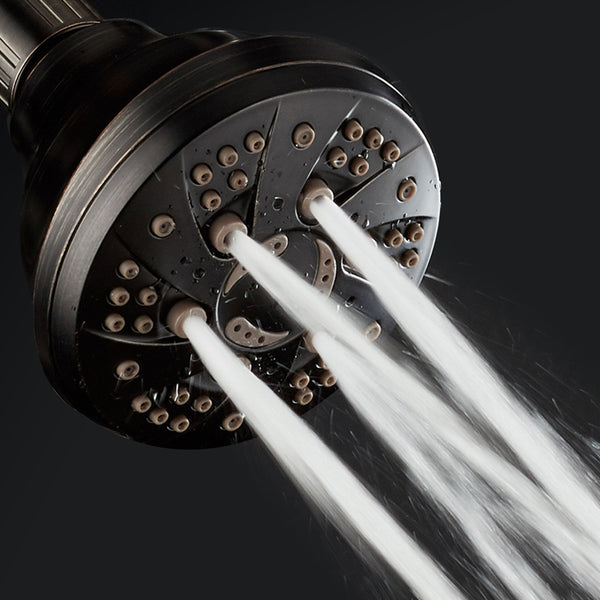 AquaDance® HL7805ORB Oil Rubbed Bronze High Pressure 6-Setting Spiral Shower Head – Angle Adjustable, Anti-Clog Showerhead Jets, Tool-Free Installation – USA Standard Certified – Top US Brand