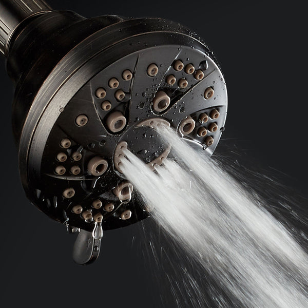 AquaDance® HL7805ORB Oil Rubbed Bronze High Pressure 6-Setting Spiral Shower Head – Angle Adjustable, Anti-Clog Showerhead Jets, Tool-Free Installation – USA Standard Certified – Top US Brand