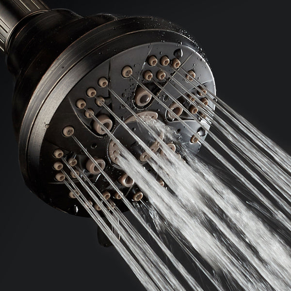 AquaDance® HL7805ORB Oil Rubbed Bronze High Pressure 6-Setting Spiral Shower Head – Angle Adjustable, Anti-Clog Showerhead Jets, Tool-Free Installation – USA Standard Certified – Top US Brand
