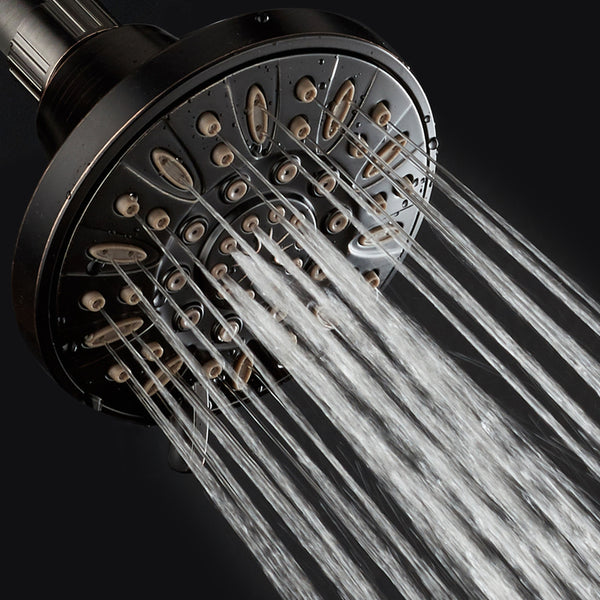 AquaDance® HL8103ORB Oil Rubbed Bronze High Pressure 6-Setting 4" Shower Head – Angle Adjustable, Anti-Clog Showerhead Jets, Tool-Free Installation – USA Standard Certified – Top U.S. Brand