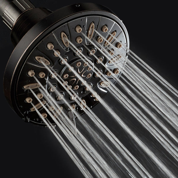 AquaDance® HL8103ORB Oil Rubbed Bronze High Pressure 6-Setting 4" Shower Head – Angle Adjustable, Anti-Clog Showerhead Jets, Tool-Free Installation – USA Standard Certified – Top U.S. Brand