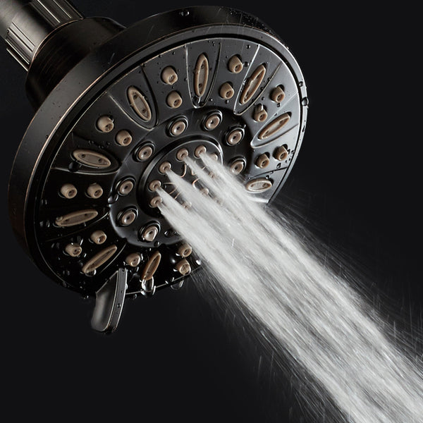 AquaDance® HL8103ORB Oil Rubbed Bronze High Pressure 6-Setting 4" Shower Head – Angle Adjustable, Anti-Clog Showerhead Jets, Tool-Free Installation – USA Standard Certified – Top U.S. Brand