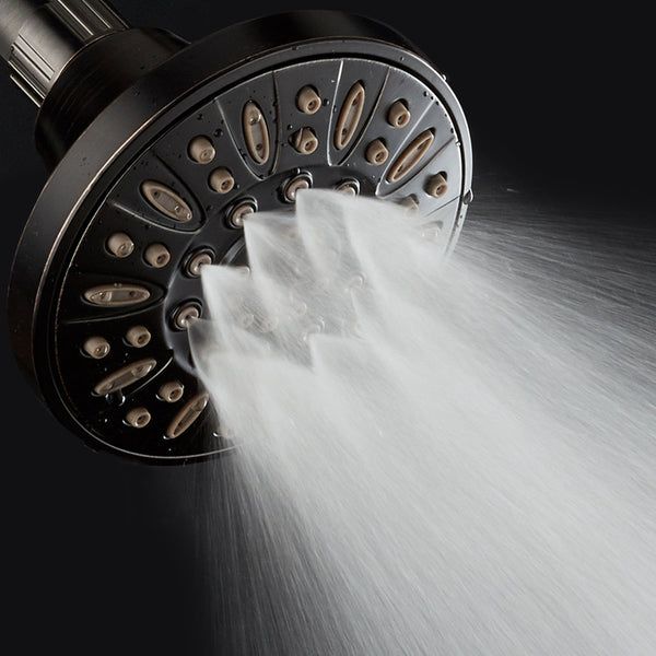 AquaDance® HL8103ORB Oil Rubbed Bronze High Pressure 6-Setting 4" Shower Head – Angle Adjustable, Anti-Clog Showerhead Jets, Tool-Free Installation – USA Standard Certified – Top U.S. Brand