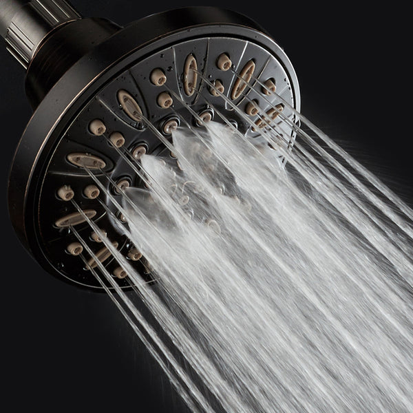 AquaDance® HL8103ORB Oil Rubbed Bronze High Pressure 6-Setting 4" Shower Head – Angle Adjustable, Anti-Clog Showerhead Jets, Tool-Free Installation – USA Standard Certified – Top U.S. Brand