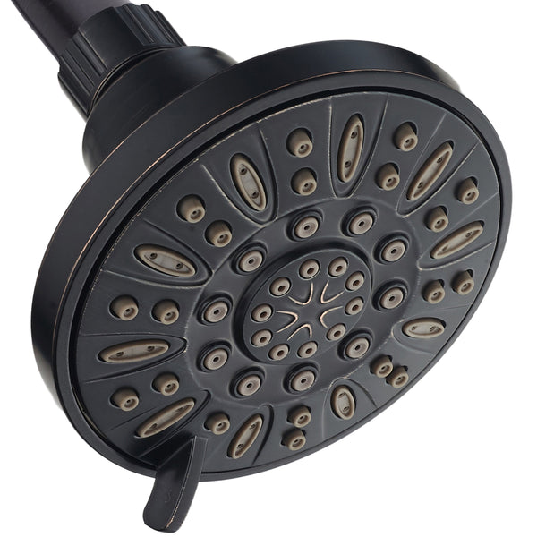 AquaDance® HL8103ORB Oil Rubbed Bronze High Pressure 6-Setting 4" Shower Head – Angle Adjustable, Anti-Clog Showerhead Jets, Tool-Free Installation – USA Standard Certified – Top U.S. Brand