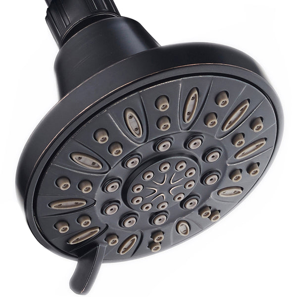 AquaDance® HL8103ORB Oil Rubbed Bronze High Pressure 6-Setting 4" Shower Head – Angle Adjustable, Anti-Clog Showerhead Jets, Tool-Free Installation – USA Standard Certified – Top U.S. Brand
