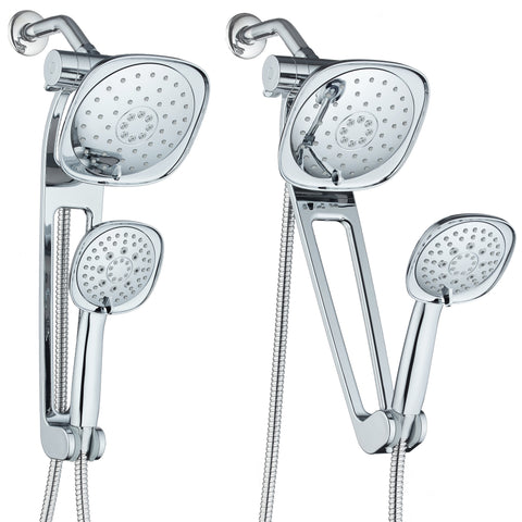 AQUABAR by AquaDance® 3384 High Pressure Square 3-way Luxury Spa Combo System with Adjustable 18" Extension Arm for Easy Reach & Mobility - Use 7.5" Rain & Handheld Shower Head Separately or Together/All-Chrome Finish