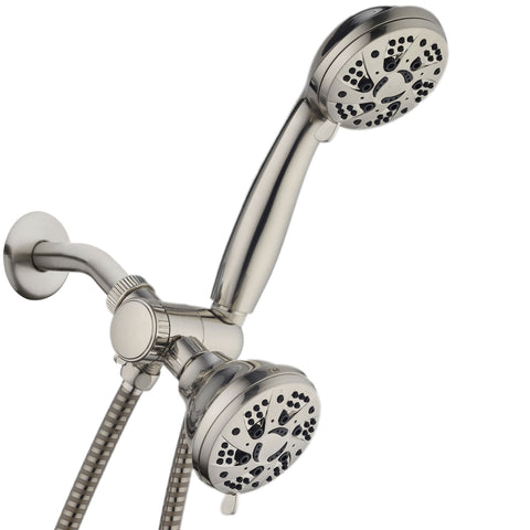AquaDance® 4221 Brushed Nickel High Pressure 3-way 48-setting Rain / Handheld Shower Head Combo – Angle Adjustable, Anti-Clog Jets, Tool-Free Installation – USA Standard Certified / Top U.S. Brand