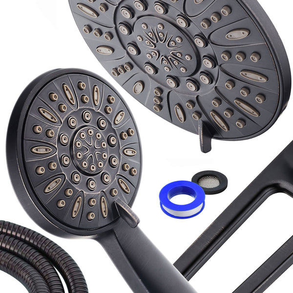 AQUABAR High-Pressure 48-mode 3-way Shower Spa Combo with Adjustable 18" Extension Arm for Easy Reach & Mobility! Enjoy Luxury 7" Rain & Handheld Shower Head Separately or Together! Oil-Rubbed Bronze