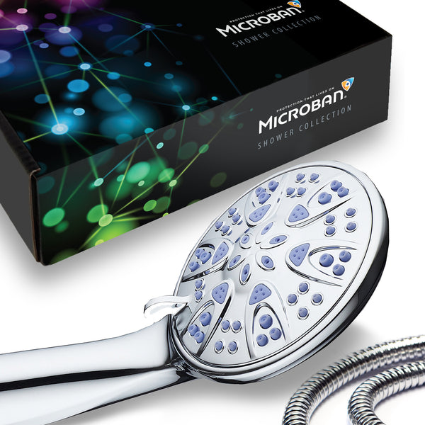 AquaDance® 5514 AquaDance 5514 Antimicrobial/Anti-Clog High-Pressure 6-Setting Hand with with Microban Nozzle Protection from Growth of Mold, Mildew & Bacteria for Stronger Shower! 4" Wave Blue