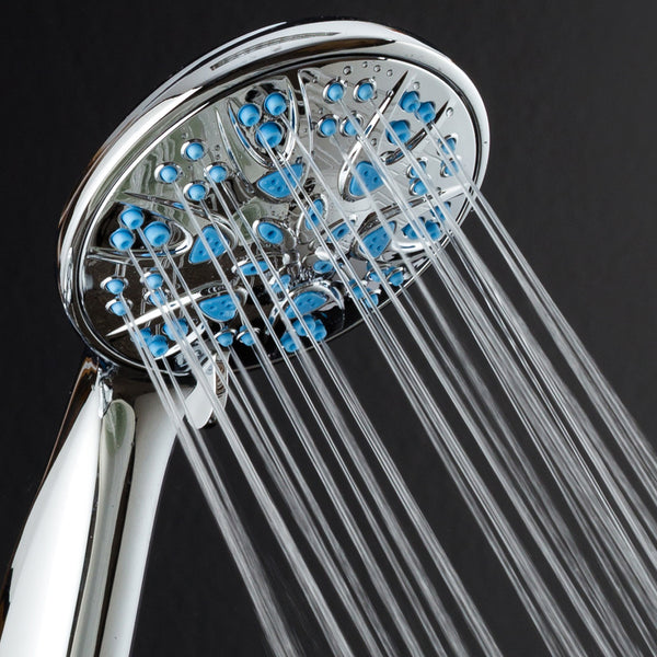 AquaDance® 5514 AquaDance 5514 Antimicrobial/Anti-Clog High-Pressure 6-Setting Hand with with Microban Nozzle Protection from Growth of Mold, Mildew & Bacteria for Stronger Shower! 4" Wave Blue