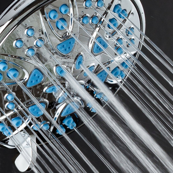 AquaDance® 5514 AquaDance 5514 Antimicrobial/Anti-Clog High-Pressure 6-Setting Hand with with Microban Nozzle Protection from Growth of Mold, Mildew & Bacteria for Stronger Shower! 4" Wave Blue