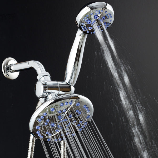 AquaDance® 5547 Antimicrobial/Anti-Clog High-Pressure 6" Rainfall Heads Combo Microban Nozzle Protection from Growth of Mold Mildew and Bacteria for Stronger Shower, Single, Sunset Blue