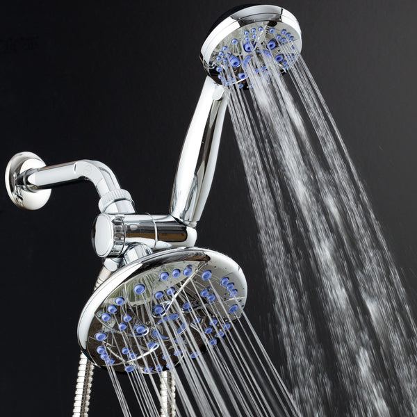 AquaDance® 5547 Antimicrobial/Anti-Clog High-Pressure 6" Rainfall Heads Combo Microban Nozzle Protection from Growth of Mold Mildew and Bacteria for Stronger Shower, Single, Sunset Blue