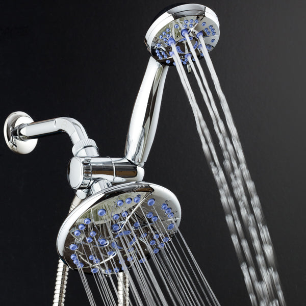 AquaDance® 5547 Antimicrobial/Anti-Clog High-Pressure 6" Rainfall Heads Combo Microban Nozzle Protection from Growth of Mold Mildew and Bacteria for Stronger Shower, Single, Sunset Blue