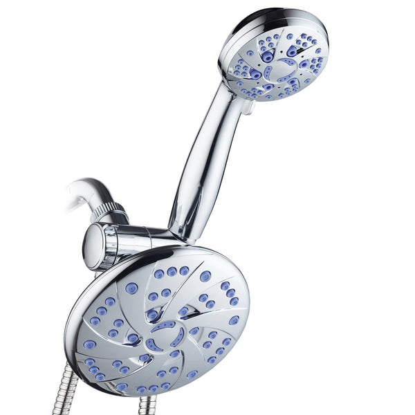 AquaDance® 5547 Antimicrobial/Anti-Clog High-Pressure 6" Rainfall Heads Combo Microban Nozzle Protection from Growth of Mold Mildew and Bacteria for Stronger Shower, Single, Sunset Blue