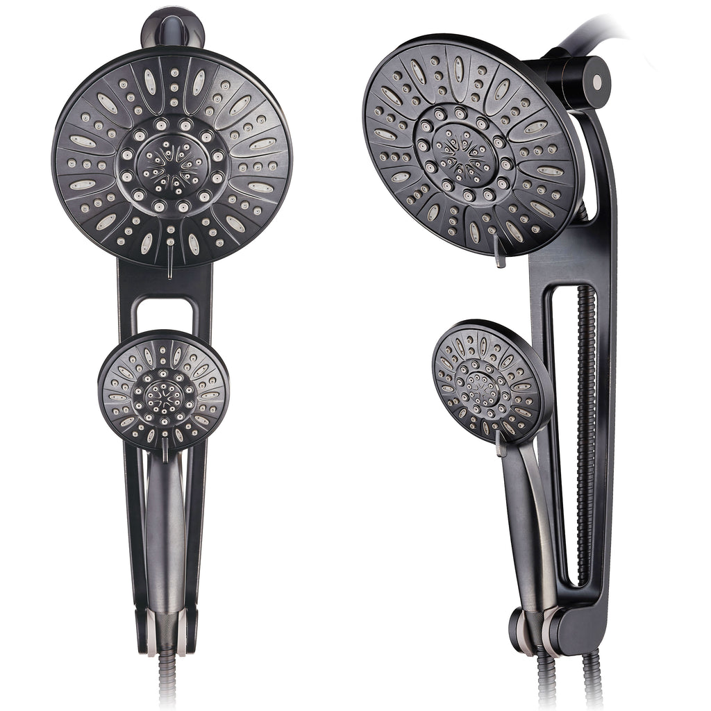 AQUABAR High-Pressure 48-mode 3-way Shower Spa Combo with Adjustable 18" Extension Arm for Easy Reach & Mobility! Enjoy Luxury 7" Rain & Handheld Shower Head Separately or Together! Oil-Rubbed Bronze