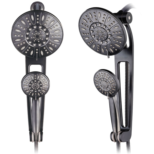 AQUABAR High-Pressure 48-mode 3-way Shower Spa Combo with Adjustable 18" Extension Arm for Easy Reach & Mobility! Enjoy Luxury 7" Rain & Handheld Shower Head Separately or Together! Oil-Rubbed Bronze