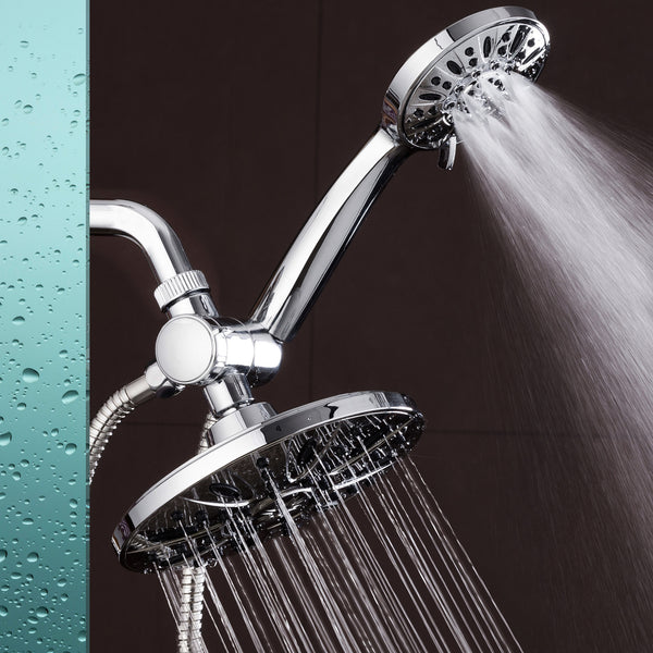 AquaDance® 3327 7" Premium High Pressure 3-way Rainfall Shower Combo Combines the Best of Both Worlds - Enjoy Luxurious Rain Showerhead and 6-setting Hand Held Shower Separately or Together!