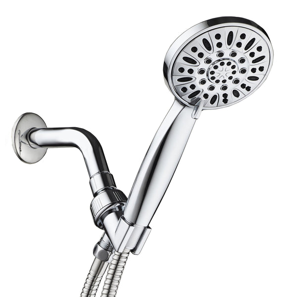 AquaDance® HL2103CP High Pressure 6-Setting 4" Chrome Face Handheld Shower with Hose for the Ultimate Shower Experience! Officially Independently Tested to Meet Strict US Quality & Performance Standards