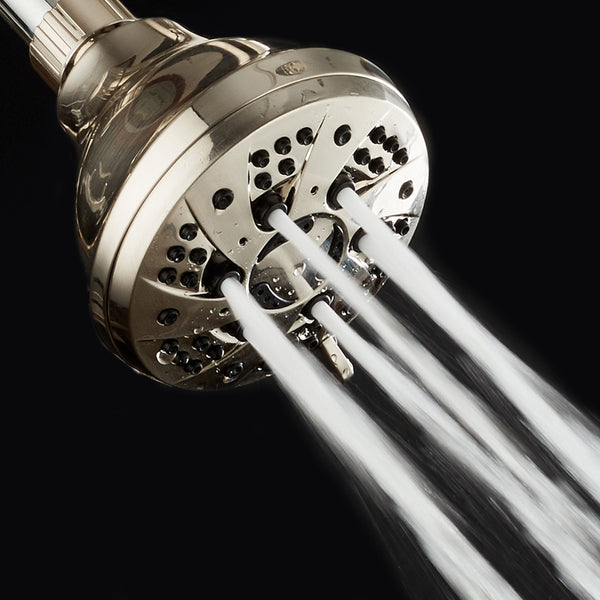 AquaDance® HL7805BN Brushed Nickel High Pressure 6-Setting Spiral Shower Head – Angle Adjustable, Anti-Clog Showerhead Jets, Tool-Free Installation – USA Standard Certified – Top U.S. Brand