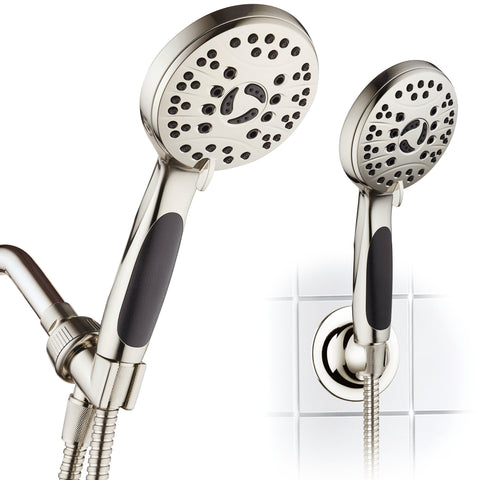Copy of AquaSpa by AquaDance® HL2116BN High Pressure 6-setting Luxury Handheld Shower Head – 6 Foot Stainless Steel Hose – Anti Clog Jets – Anti Slip Grip – All Brushed Nickel Finish – Top US Brand – Includes Extra Wall Bracket