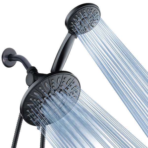 AquaDance® 4428 7" Premium High Pressure 3-Way Rainfall Combo for The Best of Both Worlds – Enjoy Luxurious Rain Showerhead and 6-Setting Hand Held Shower Separately or Together – Matte Black Finish