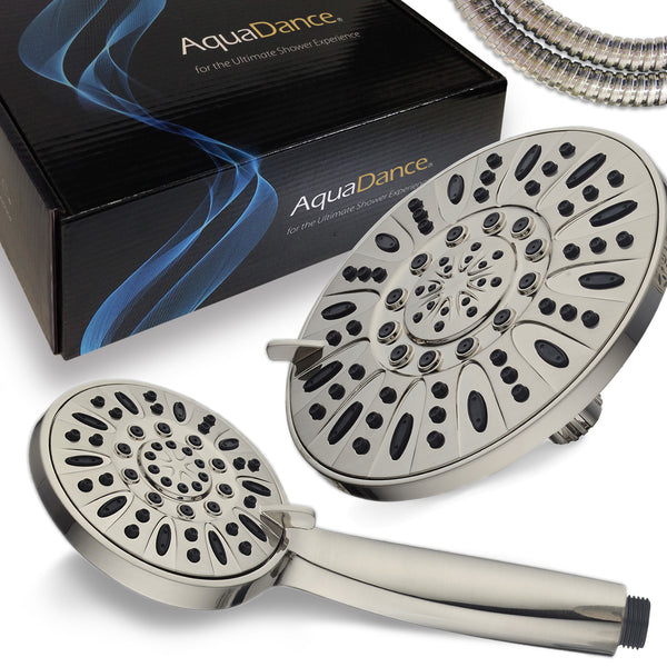 AquaDance® 6228 7" Premium High Pressure 3-Way Rainfall Combo for The Best of Both Worlds – Enjoy Luxurious Rain Showerhead and 6-Setting Hand Held Shower Separately or Together – Brushed Nickel Finish