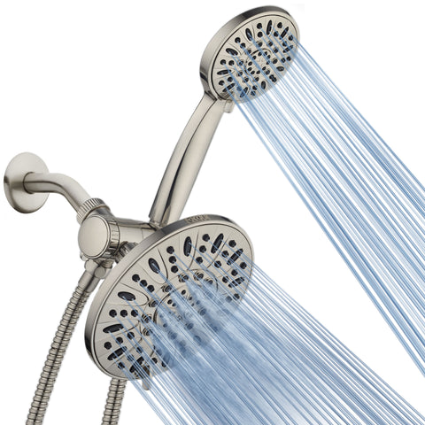 AquaDance® 6228 7" Premium High Pressure 3-Way Rainfall Combo for The Best of Both Worlds – Enjoy Luxurious Rain Showerhead and 6-Setting Hand Held Shower Separately or Together – Brushed Nickel Finish