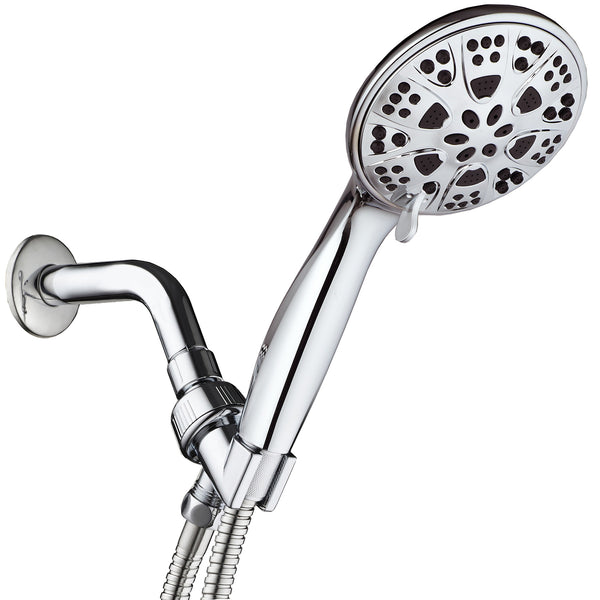 AquaDance® 3317 Giant 5" 6-Setting All Chrome High Pressure Hand Held Shower Head with Hose for Ultimate Shower Spa! Officially Independently Tested to Meet Strict US Quality & Performance Standards!