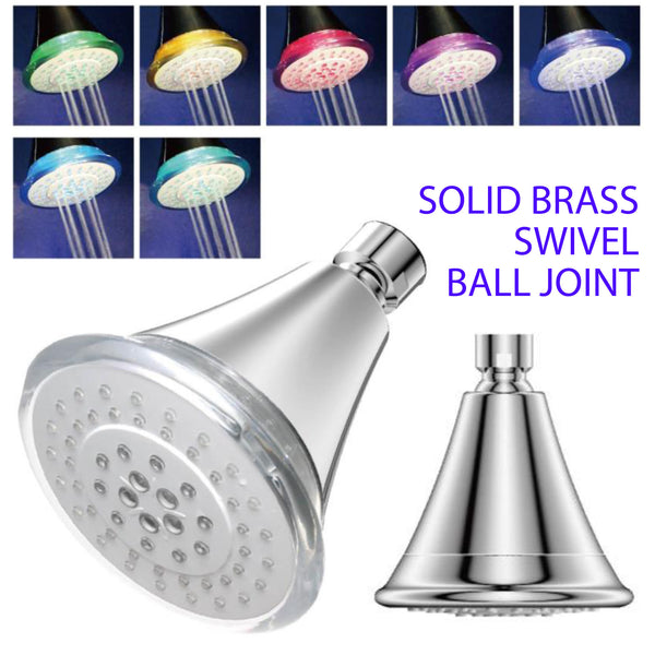 AquaDance® 1595 High-Pressure 5-Setting 7-Color LED Shower Head. Latest Modern Contemporary Sleek Design. Powered by Running Water, No Batteries Ever Needed!