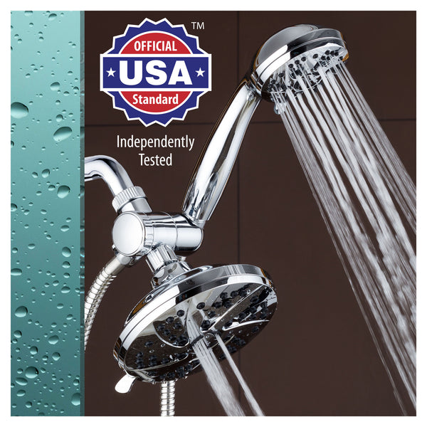 AquaDance 6-inch High Pressure 3-way Rainfall Shower Combo - Premium 6-Setting Rain Showerhead and 6-setting Hand Held Shower – Chrome Finish