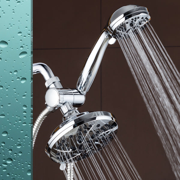 AquaDance 6-inch High Pressure 3-way Rainfall Shower Combo - Premium 6-Setting Rain Showerhead and 6-setting Hand Held Shower – Chrome Finish