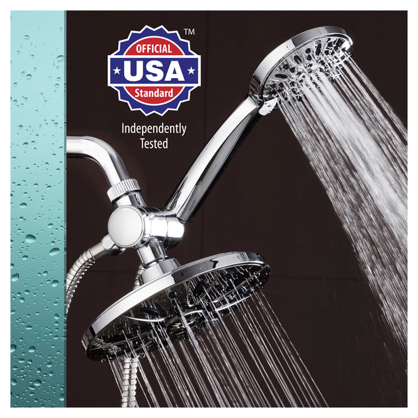 AquaDance® 3327 7" Premium High Pressure 3-way Rainfall Shower Combo Combines the Best of Both Worlds - Enjoy Luxurious Rain Showerhead and 6-setting Hand Held Shower Separately or Together!