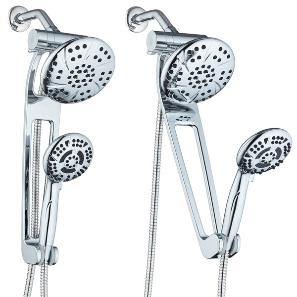 AQUABAR by AquaDance® 3383 High-Pressure 3-way Shower Spa Combo with Adjustable 18" Extension Arm for Easy Reach & Mobility! Enjoy Luxury 6" Rain & Handheld Shower Head Separately or Together! All-Chrome Finish