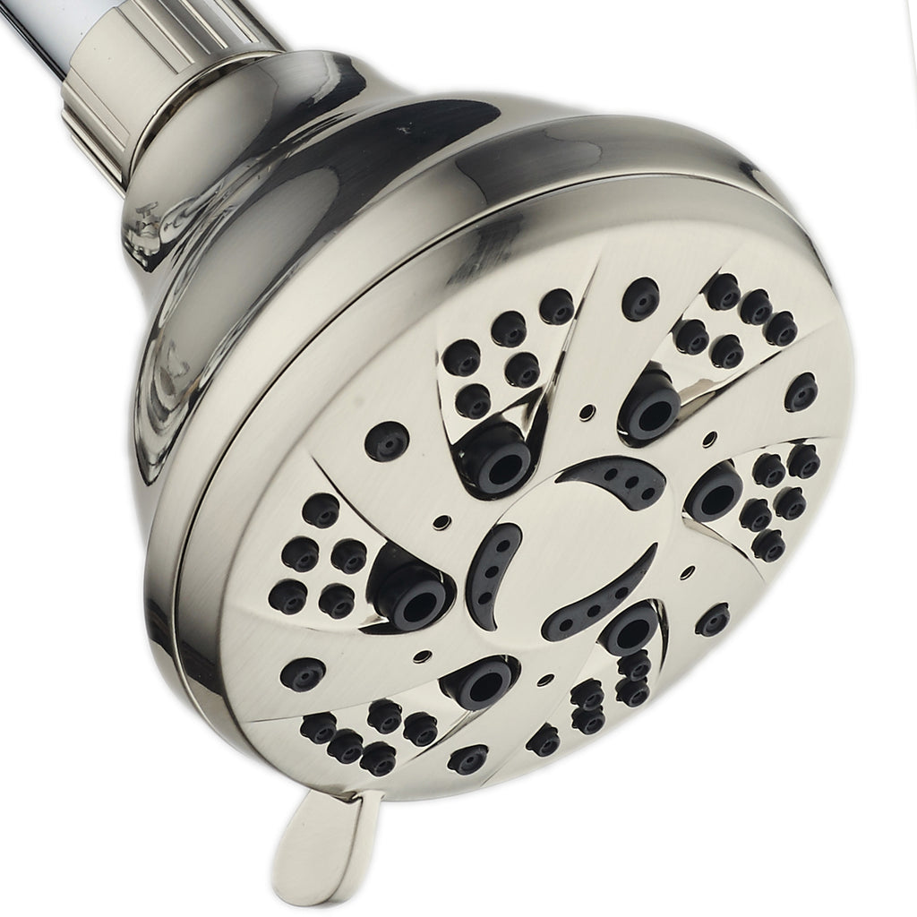 AquaDance® 4201 Brushed Nickel High Pressure 6-Setting Spiral Shower Head – Angle Adjustable, Anti-Clog Showerhead Jets, Tool-Free Installation – USA Standard Certified – Top U.S. Brand