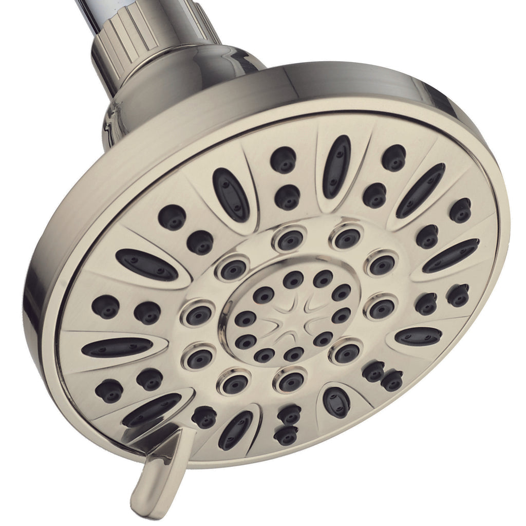 AquaDance® 4205 Brushed Nickel High Pressure 6-Setting 4" Shower Head – Angle Adjustable, Anti-Clog Showerhead Jets, Tool-Free Installation – USA Standard Certified – Top U.S. Brand