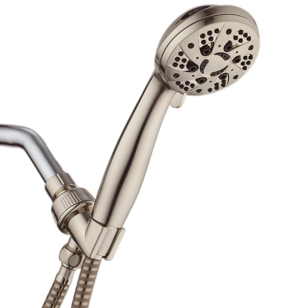 AquaDance® 4212 High Pressure 6-Setting Hand Held Shower Head with Extra-Long 6 Foot Hose & Bracket – Anti-Clog Nozzles – USA Standard Certified – Top U.S. Brand – All Brushed Nickel