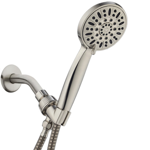 AquaDance® 4216 High Pressure 6-Setting Hand Held Shower Head with Extra-Long 6 Foot Hose & Bracket – Anti-Clog Nozzles – USA Standard Certified – Top U.S. Brand – All Brushed Nickel