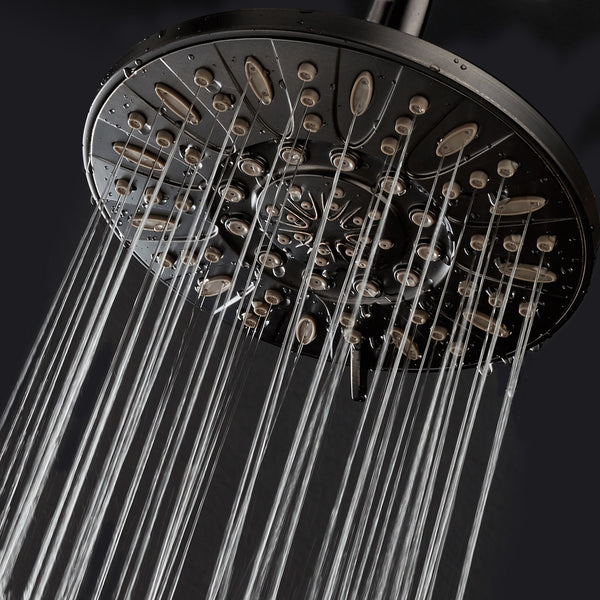 AquaDance® 4308 Oil Rubbed Bronze High Pressure 6-Setting 7" Rain Shower Head – Angle Adjustable, Anti-Clog Showerhead Jets, Tool-Free Installation – USA Standard Certified – Top U.S. Brand