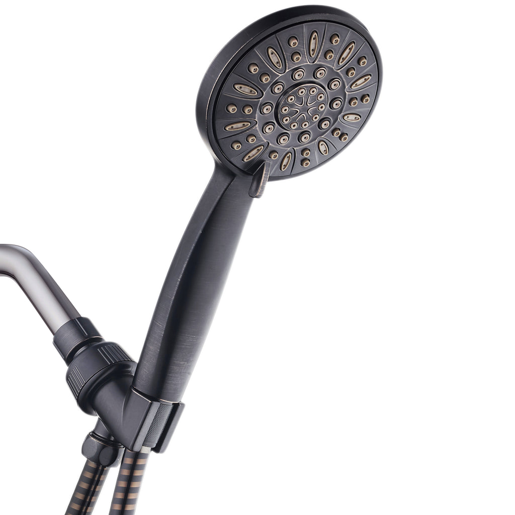 AquaDance® 4316 High Pressure 6-Setting Hand Held Shower Head with Extra-Long 6 Foot Hose & Bracket – Anti-Clog Nozzles – USA Standard Certified – Top U.S. Brand – Oil Rubbed Bronze