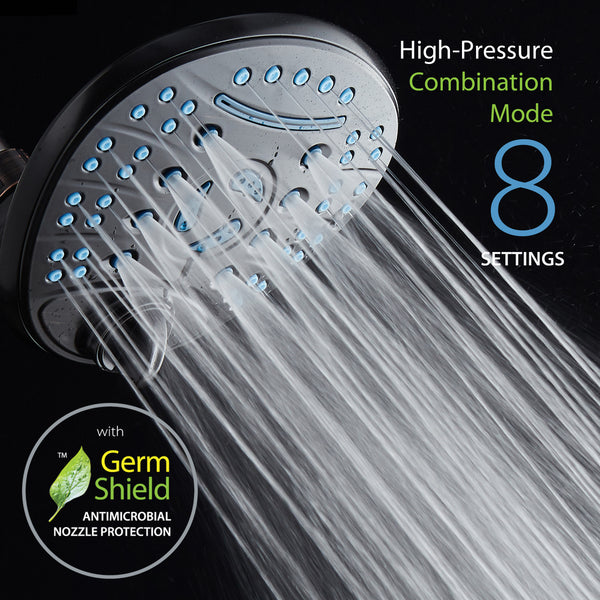 AquaCare High-Pressure 8-setting 7-inch Rainfall Shower Head with Cascading Waterfall and Antimicrobial Anti-clog Nozzles for Cleaner, More Powerful Shower! Top American Brand / Oil Rubbed Bronze Finish