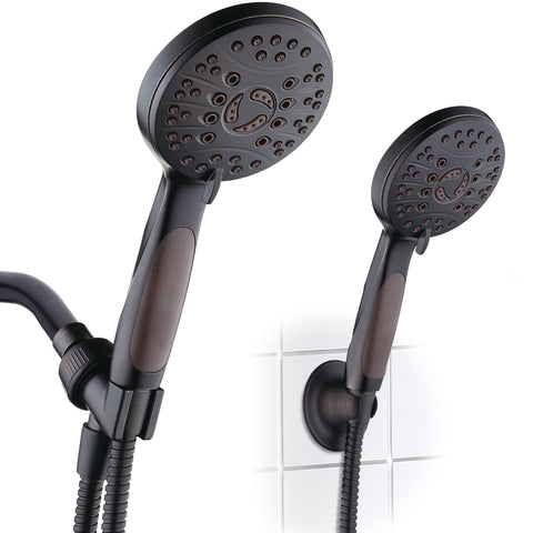 AquaSpa by AquaDance® 4336 High Pressure 6-setting Luxury Handheld Shower Head – 6 Foot Stainless Steel Hose – Anti Clog Jets – Anti Slip Grip – All Oil Rubbed Bronze Finish – Top US Brand – Includes Extra Wall Bracket