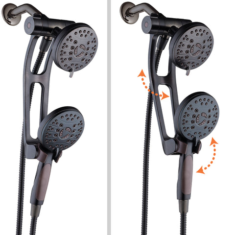 AquaSpa by AquaDance® 4348 High Pressure 48-mode Luxury 3-way Combo with Adjustable Extension Arm – Dual Rain & Handheld Shower Head – Extra Long 6 Foot Stainless Steel Hose – All Oil Rubbed Bronze Finish – Top US Brand