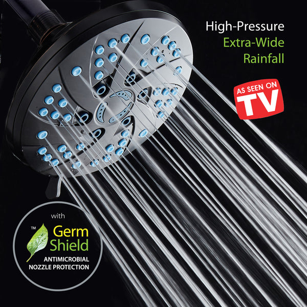 AquaCare AS-SEEN-ON-TV High-Pressure Spiral 6-mode 6-inch Rain Shower Head with GermShield Antimicrobial Anti-Clog Nozzles for Cleaner, More Powerful Shower! Top American Brand / Oil Rubbed Bronze Finish