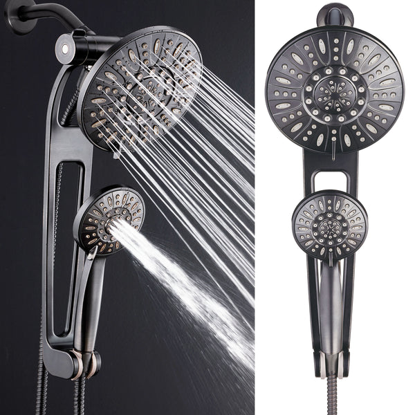 AQUABAR High-Pressure 48-mode 3-way Shower Spa Combo with Adjustable 18" Extension Arm for Easy Reach & Mobility! Enjoy Luxury 7" Rain & Handheld Shower Head Separately or Together! Oil-Rubbed Bronze