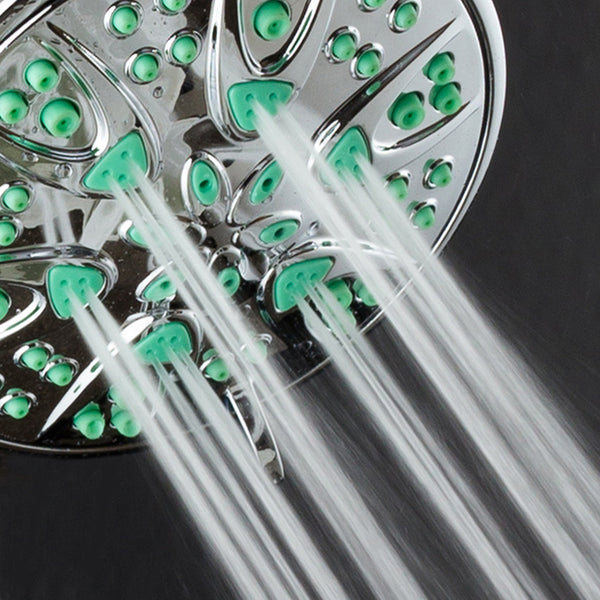 AquaDance® 5502 Antimicrobial/Anti-Clog High-Pressure 6-setting Shower Head by AquaDance with Microban Nozzle Protection from Growth of Mold, Mildew & Bacteria for Stronger Shower! Aqua Green